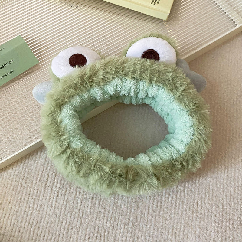 Cute Big Eyes Plush Frog Headband for Washing and Makeup, Non-Slip Daily Versatile Hair Accessory for Women Wholesale