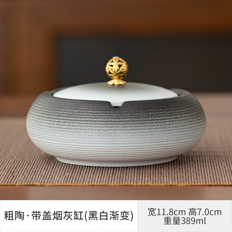 Large Ashtray Creative Personality Ceramic Ashtray Home Retro Chinese Style Living Room Light Luxury Office Trendy Ashtray