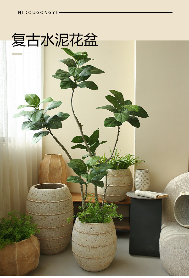Silent Wind Cement Vase Flower Pot Indoor Living Room Desktop Decoration Entrance TV Cabinet Homestay Soft Decoration Flower Arrangement Ornament
