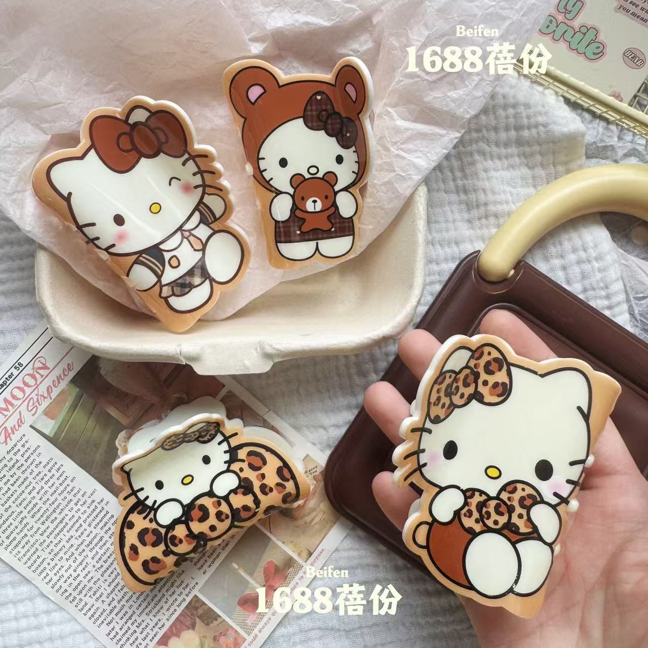 Autumn and Winter Coffee Color Series kitty Cat Claw Clip Cute Girly Heart Back of Head Half Updo Hair Clip Cartoon Shark Clip Large Size