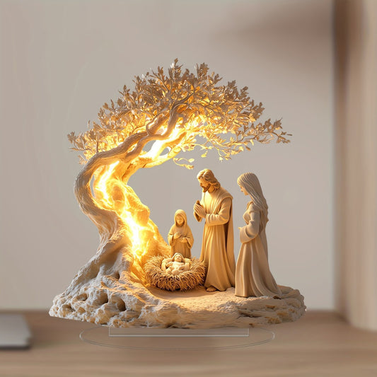 Cross-Border Desktop Decoration Family Statue Jesus Tree of Life Newborn Acrylic Desktop Decoration Ornament Hanging Decoration