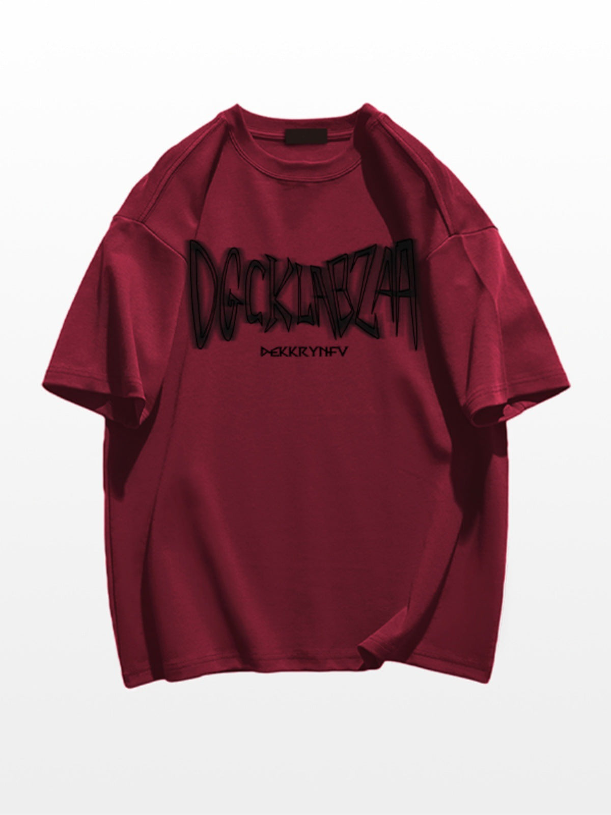 Heavy Cotton Wine Red Short Sleeve t Men's Summer T-shirt2025New American High Street Style T Loose Casual T-Shirt