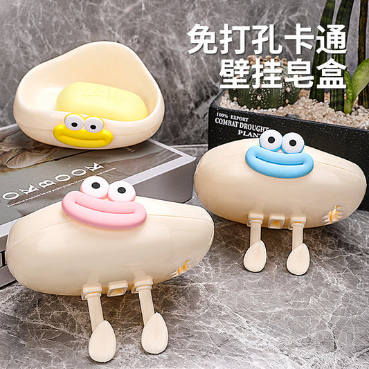 Cream Cloud Soap Holder Home Wall-Mounted No-Drill Soap Box Bathroom Draining Cream White Cloud Soap Holder