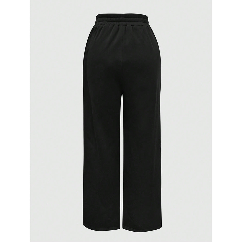 European and American Hip-Hop Cross-Border Straight-Leg Casual Pants for Women2025Summer New Loose Solid Color Wide-Leg Trendy Versatile Long Pants