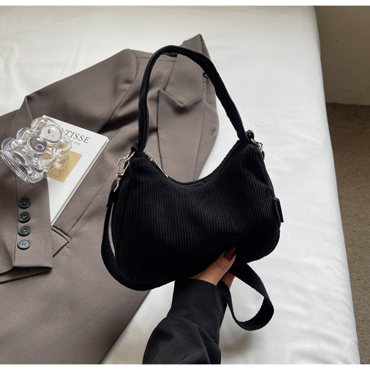 2024New Casual Large Capacity Women's Shoulder Bag Trendy Corduroy Versatile Crossbody Bag Trendy Bag Cross-Border Hot Item