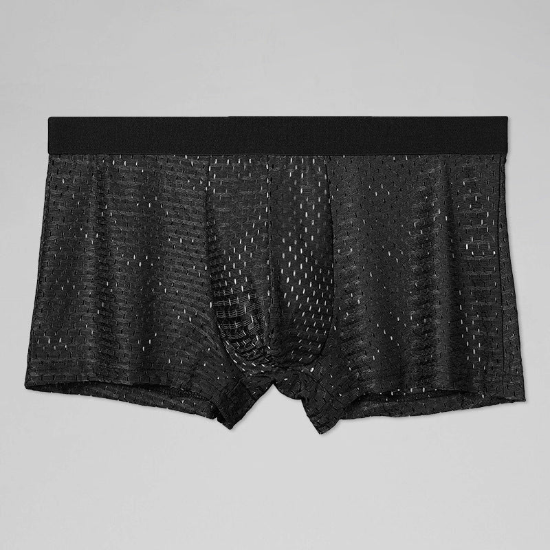 Men's Underwear Ice Silk Mesh Breathable Boxer Briefs Cool Summer Thin Comfortable Four-Corner Underpants http://detail.1688.com/offer/677752721536.html