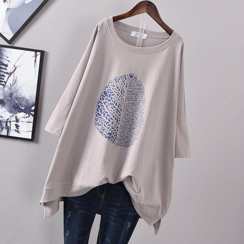 200Plus Size Women's Summer Leaf Print Casual Split Mid-Length Short Sleeve Dress T Women's Loose Fit Plus Size Shirt