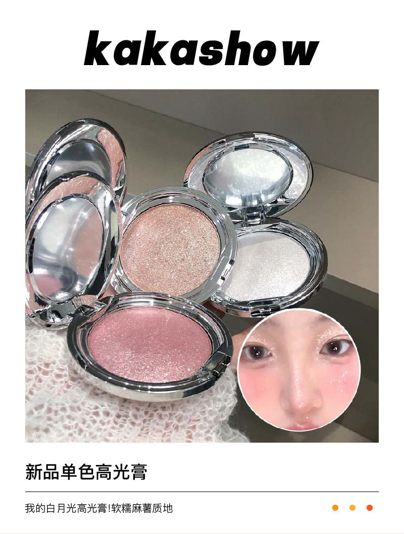 kakashow Single Color Highlighter Cream Crushed Diamond Clear Sparkling Pearl Fine Shimmer 3D Brightening Mashed Potato Blush C465