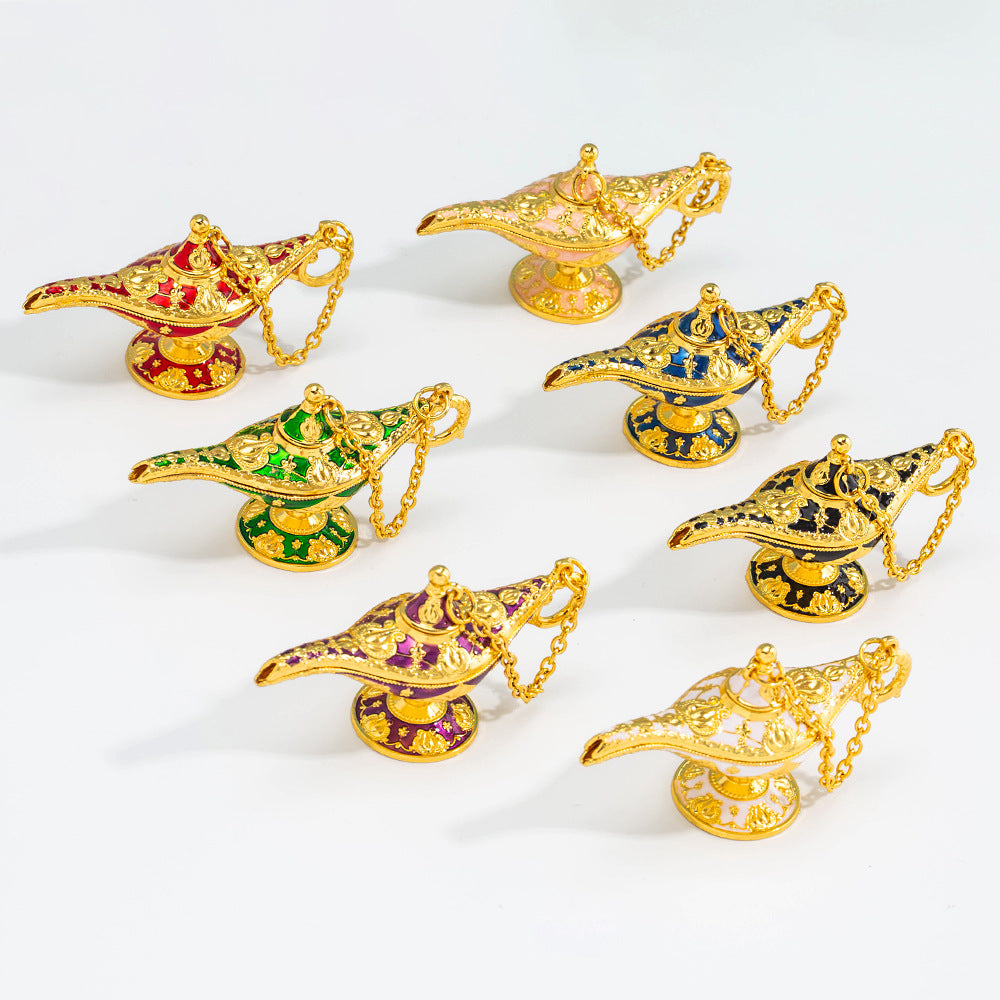 Cross-Border Hot Item Xiyin Aladdin's Magic Lamp Small Alloy Decorative Ornaments Crafts Pattern Magic Lamp