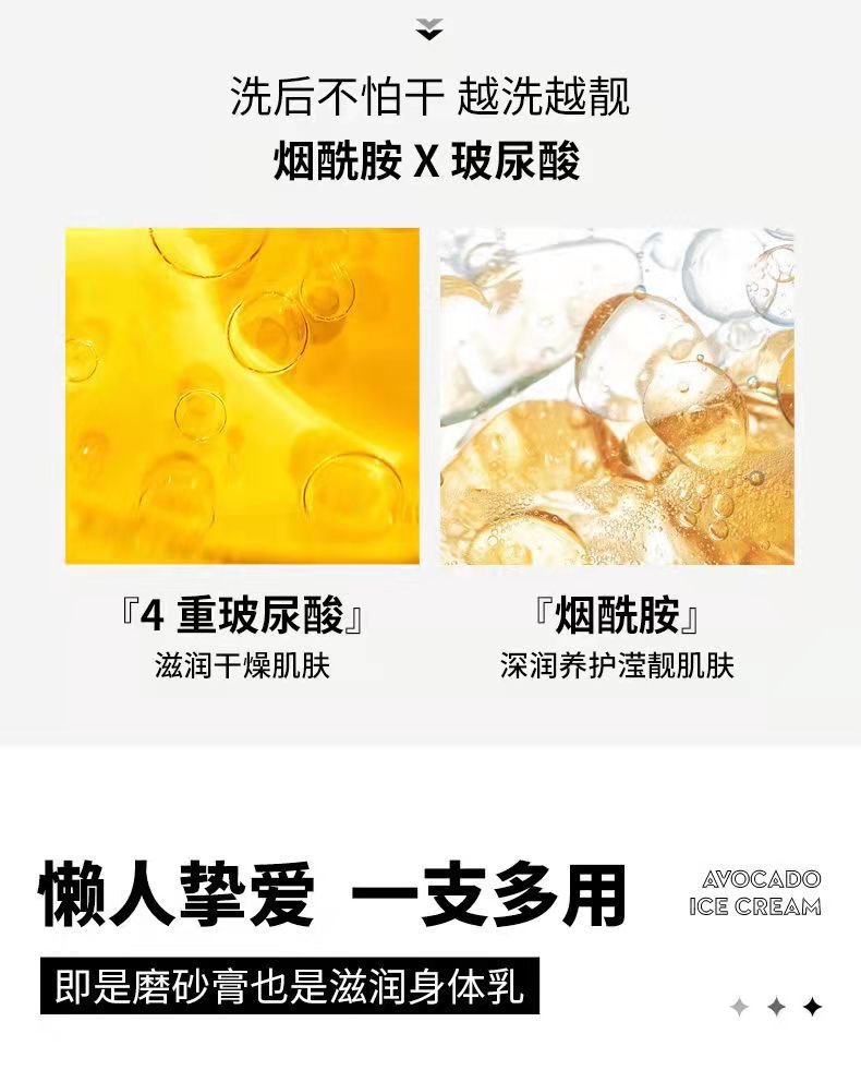 Yinmei Avocado Scrub Body Scrub Exfoliating Skin Care Moisturizing Care TikTok Hot Sale Wholesale
