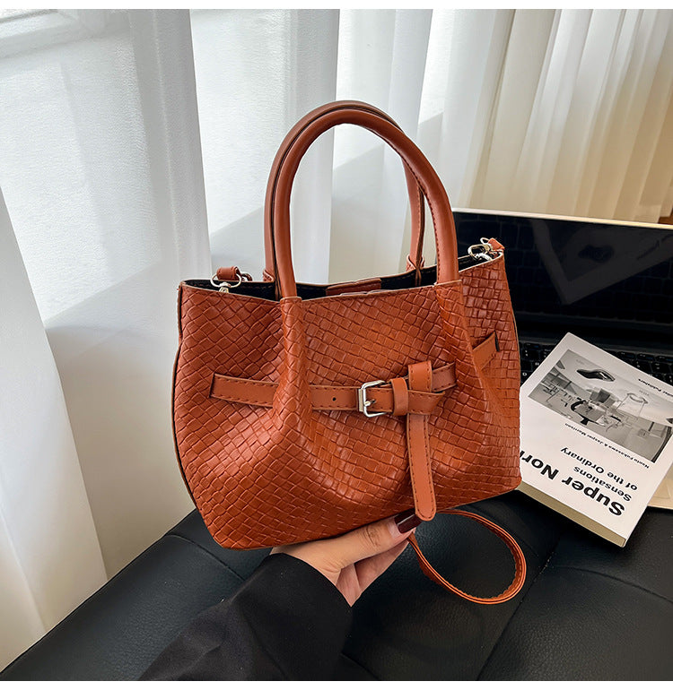 Korean style Niche Sweet Girl Handbag2025New high-end vegetable basket woven bag single shoulder crossbody bag