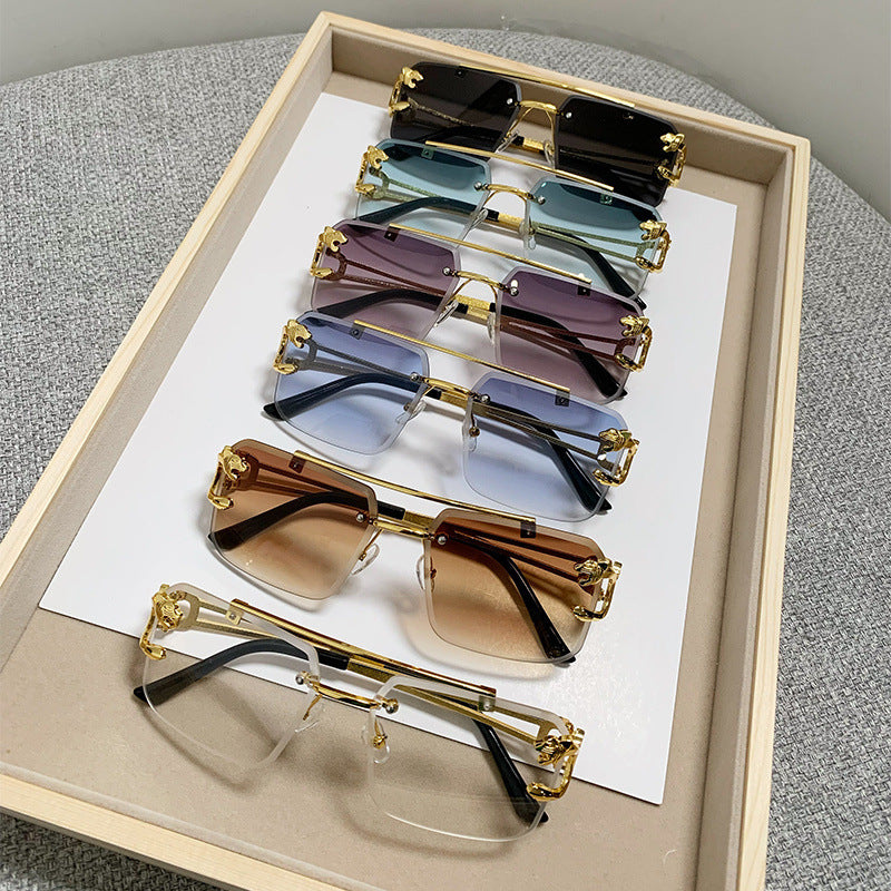 European and American Cross-Border Hot-Selling Double-Beam Edge-Cut Sunglasses for Men Wholesale Trendy Personality Sunglasses for Women sunglasses