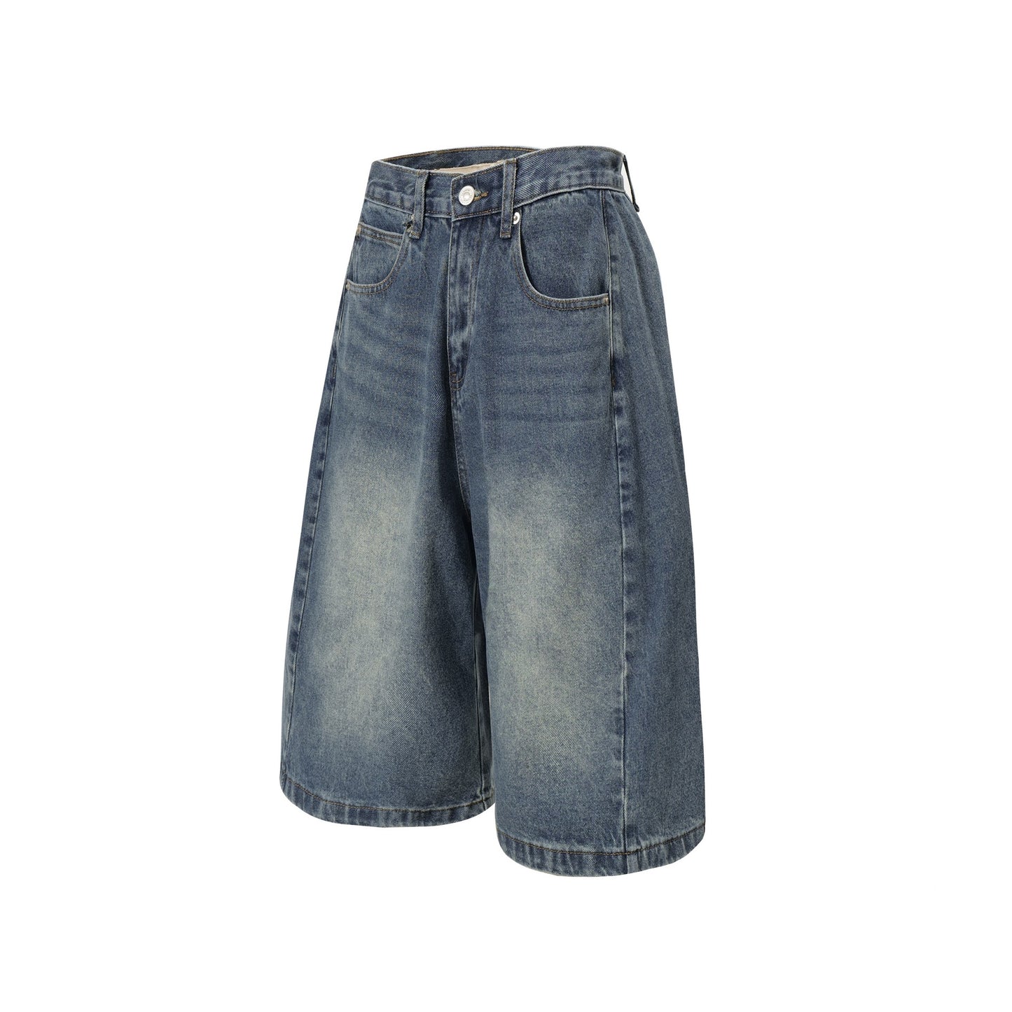 Lightweight2025Summer New Wide-Leg Jeans American Retro Mid-Length Shorts Loose Fit Half Pants