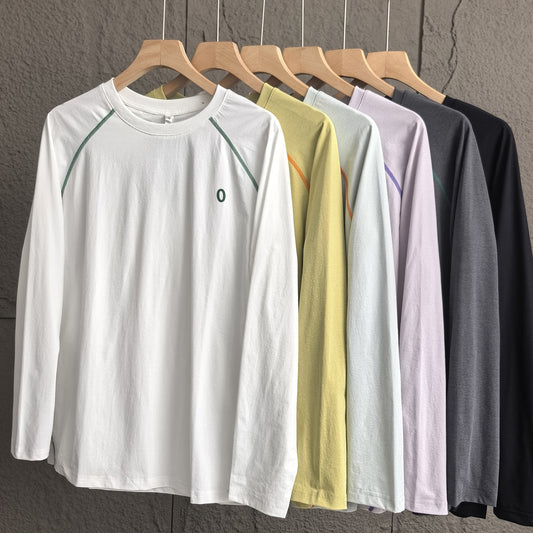 25Autumn New Color-Block Sunscreen!Men's Thin Quick-Dry Sports Cycling Outdoor Cool Feel Raglan Sleeve Base Shirt Long Sleeve T T-shirt