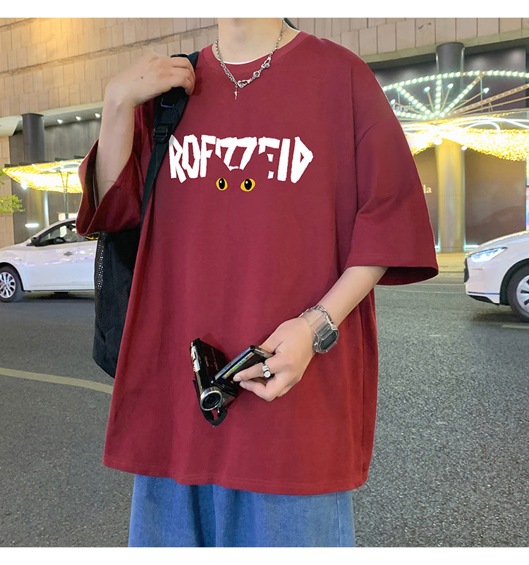 Short Sleeve T Men's Summer New Heavyweight Pure Cotton Crew Neck T-Shirt Large Size Loose Fit Men's Short Sleeve ins Fashion brand top