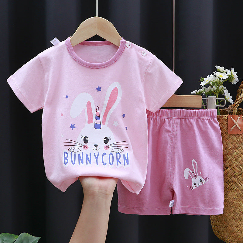 Children's Summer Short Sleeve Set a Cotton-like Boys' and Girls' Clothing t T-shirt Baby Summer Clothing2025Children's Clothing