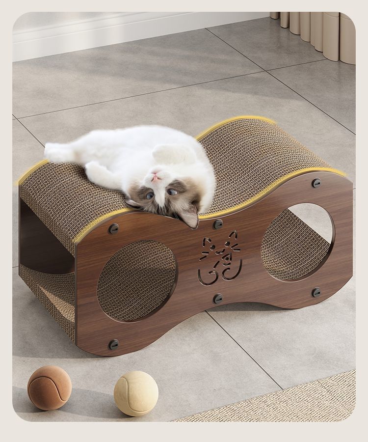 Cat Scratching Board Walnut Wood Vertical Cat Claw Sofa Wear-Resistant Non-Corrugated Paper Cat Toy Cat House Villa Woven Cat Nest