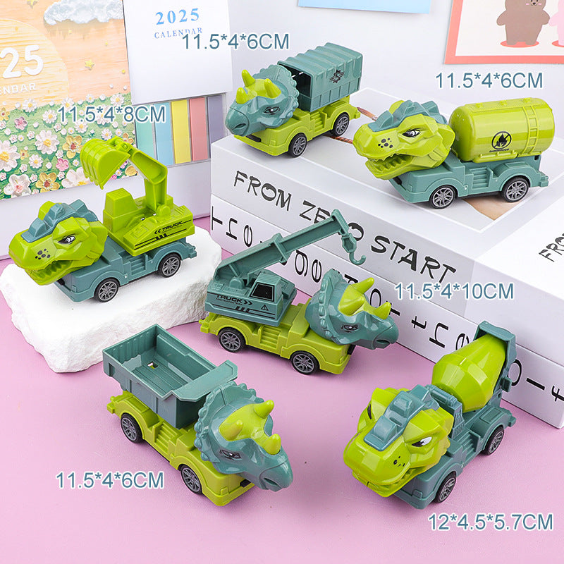 Children's Toys Pull-Back Dinosaur Construction Truck Boys Excavator Pull-Back Dump Truck Mixer Truck Small Car Street Vendor Wholesale