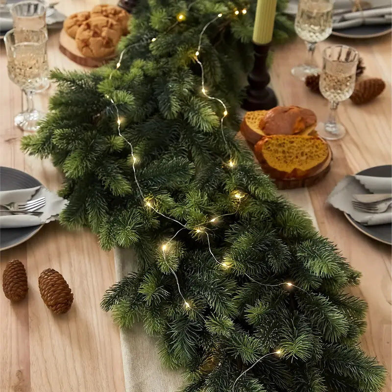 Artificial Pine and Cypress Wreath PE Encrypted Christmas Vine Artificial Christmas Tree Vine Leaves Pine Needles Door Hanging Christmas Decorations