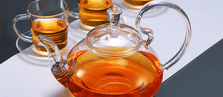 Glass Teapot High Temperature Resistant Thickened Filter Tea Brewing Teapot Household Heatable Fruit Flower Teapot Tea Set