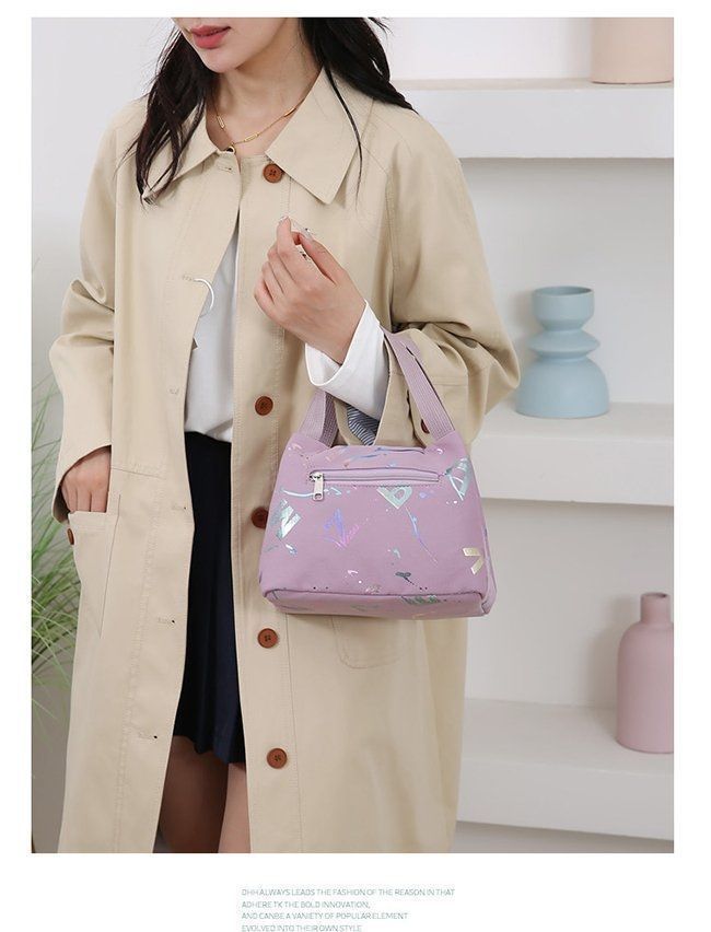 Cloth Bag Women Canvas Handheld Small Bag Oxford Cloth Waterproof Lunch Bag Phone Bag Women Bag New Style Mom Shopping Bag