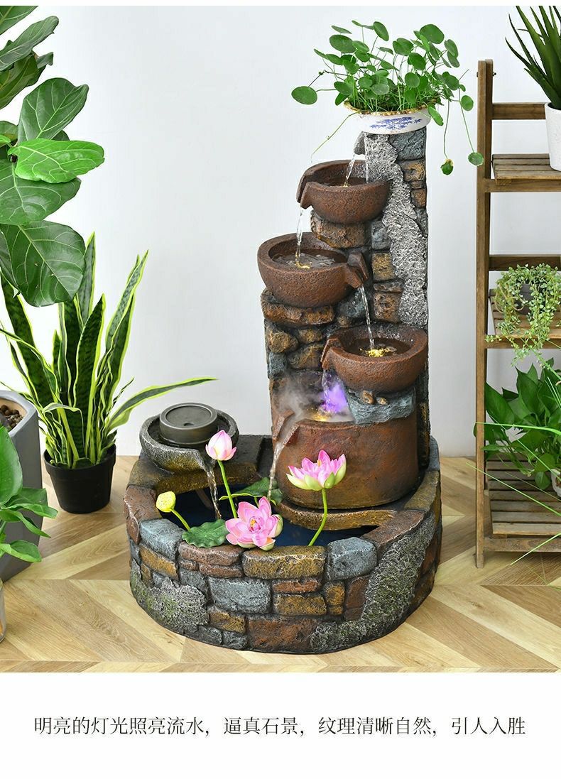 Pastoral External Circulation Water Pool Fountain Fish Tank Ornament for Home Living Room Courtyard Entrance Opening Decoration Zhao Zhi Zheng