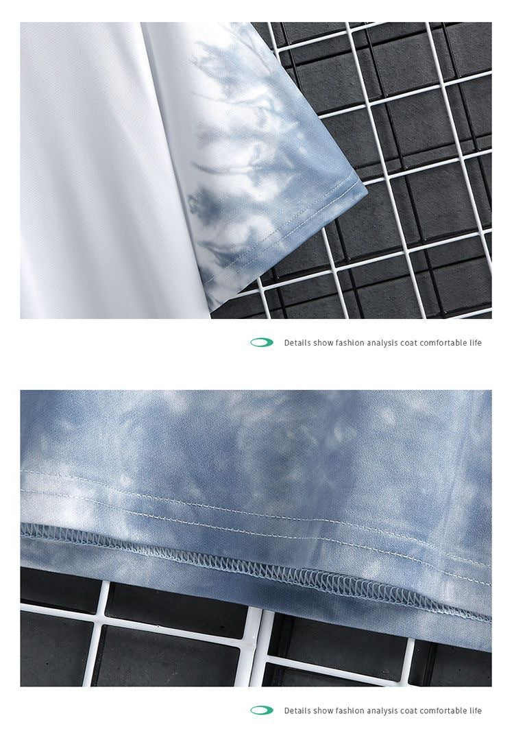 Ice silk short sleeve t Men's Summer T-shirt2025New Trendy Student Youth Half-Sleeve Men's Ice-Sense Ink-Splash T-Shirt
