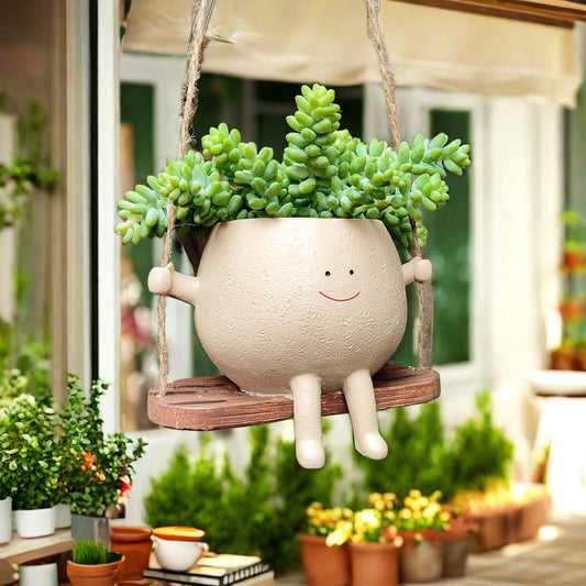 Succulent Flower Pot Cute Smiling Face Swing Flower Pot Personalized Decoration Creative Hanging Hydroponic Flower Pot Balcony Decoration