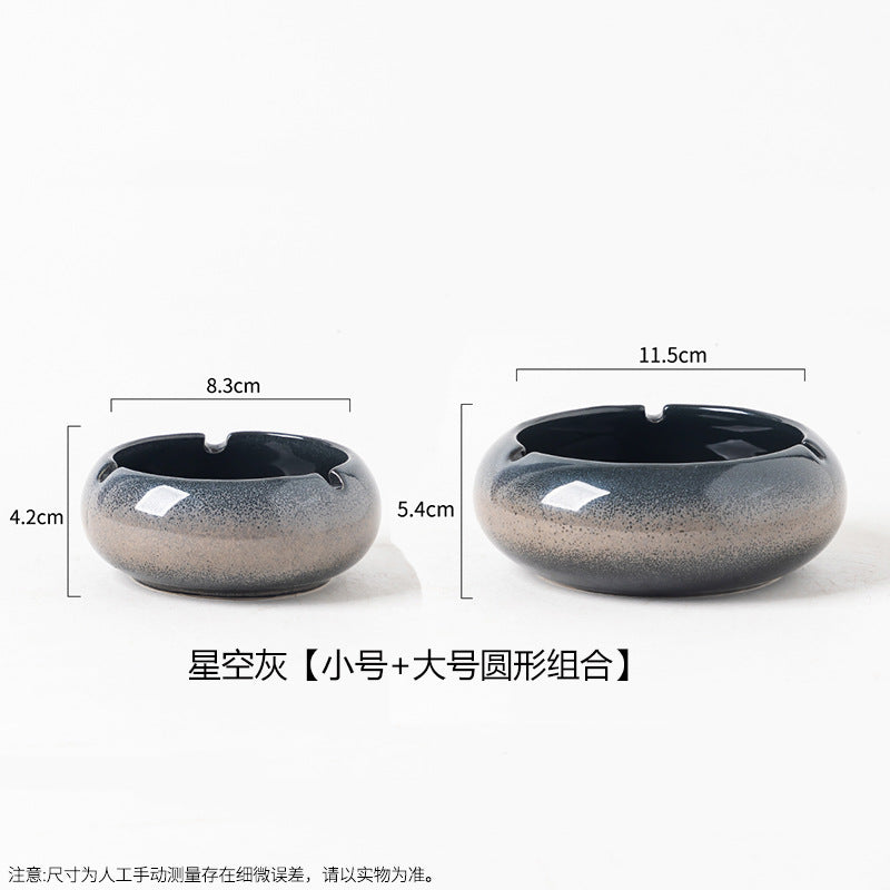 Large Ashtray Creative Personality Ceramic Ashtray Home Retro Chinese Style Living Room Light Luxury Office Trendy Ashtray