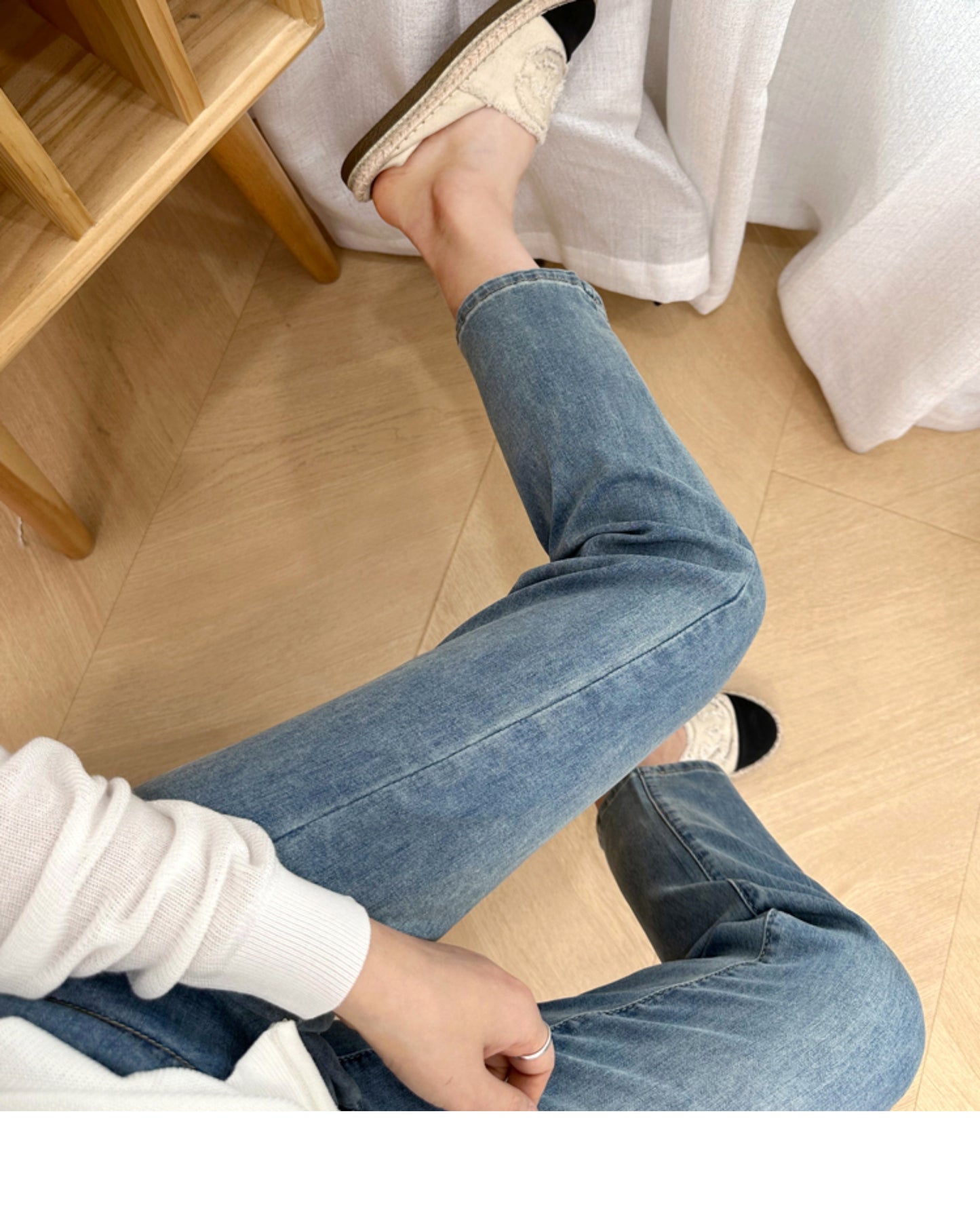 Thin and Soft Mask Pants！Summer Thin Jeans for Women Slimming Petite Nine-point Narrow Straight-leg Pants