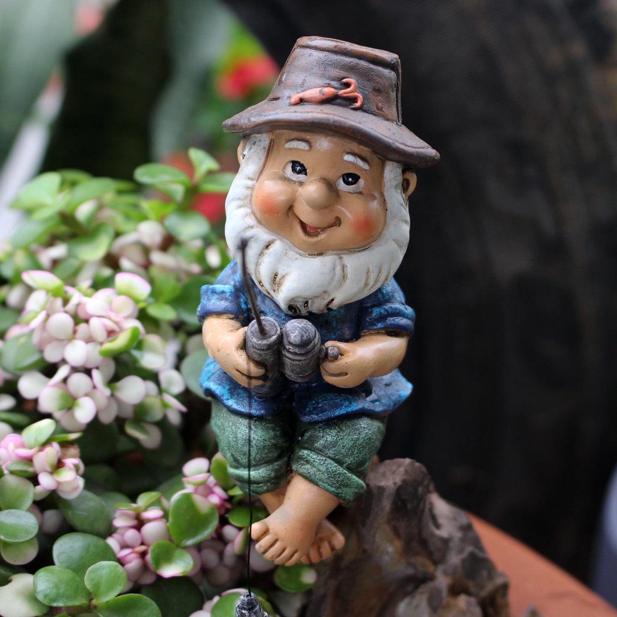 Cross-Border Resin Fishing Dwarf Figurine Garden Rockery Pond Landscape Decoration Accessories Creative Outdoor Courtyard Decor