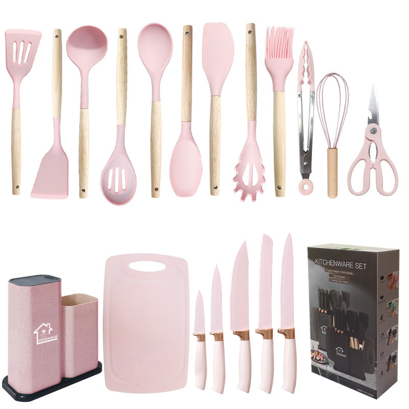 Silicone Spatula Soup Spoon19Set of Non-Stick Pans Silicone Spatula Household Food-Grade Silicone Kitchen Utensils Knife Set Wholesale