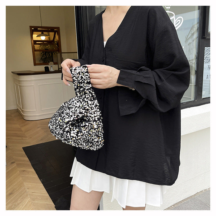 Fashion New Trendy Bag Niche Design Sequin Underarm Bag Trendy Niche Style High-End Single Shoulder Handbag