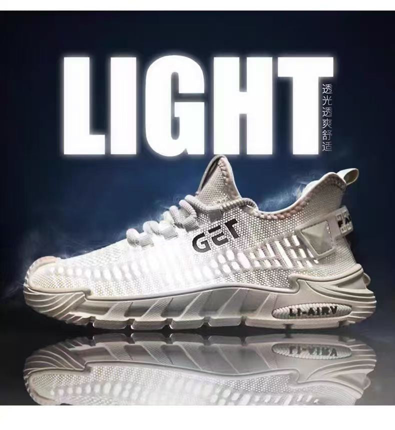 Men's Shoes Summer New Mesh Breathable Men's Casual Shoes Trendy Versatile Hollow Single Shoes Solid Color Slip-On Shoes
