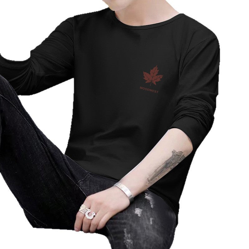 Manufacturer Wholesale Men's Long Sleeve Printed Versatile Trendy New Spring and Autumn Casual Fashion Round Neck Long Sleeve T-Shirt