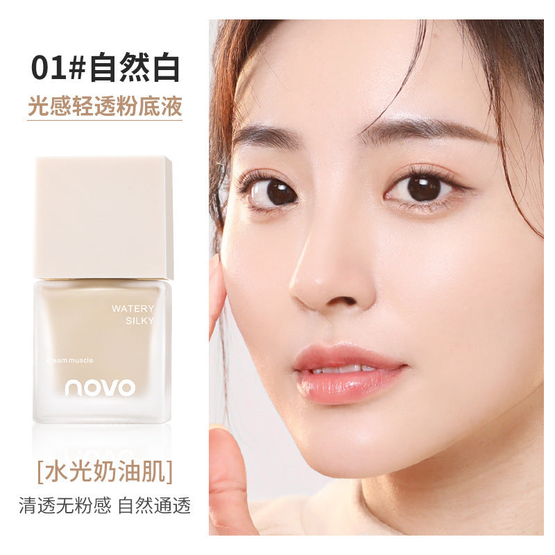 NOVO Light Sensing Lightweight Foundation Oil Control Concealer Waterproof Sweatproof Long-lasting Non-cakey Student Creamy Skin N6410