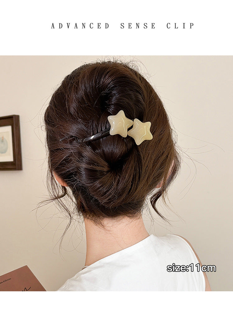 Vintage Simple Star Hair Twist Clip High-End Elegant Back of Head Bobby Pin Summer Versatile Shark Clip