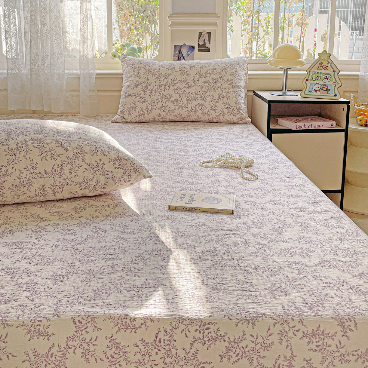 a Double-layer Gauze Bed Sheet Single Piece Fresh Style A Summer-style Naked Sleep Pillowcase Single Double Student Dormitory Three-piece Set