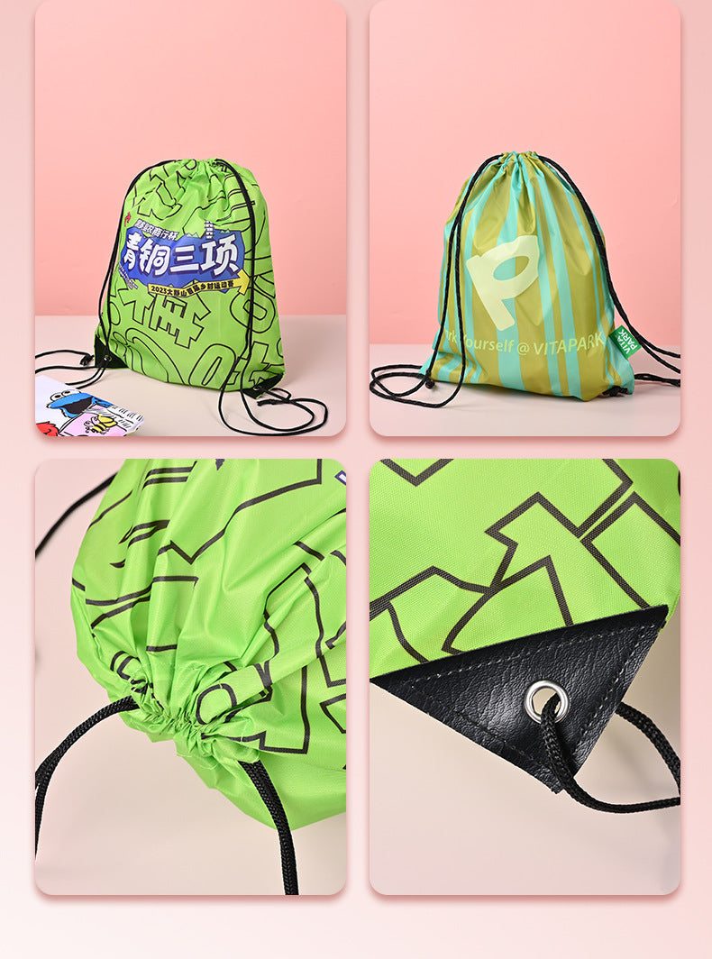 Outdoor Fitness Polyester Backpack Bag Advertising Training Class Drawstring Polyester Bag Double Shoulder Polyester Storage Bag Custom Wholesale