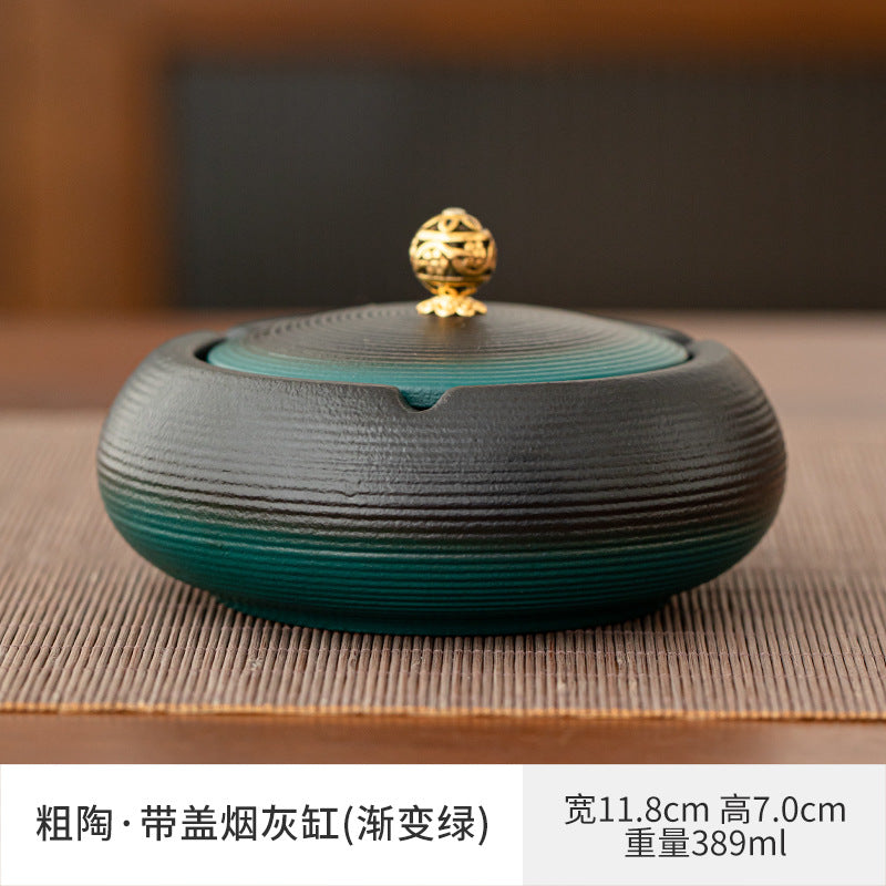 Large Ashtray Creative Personality Ceramic Ashtray Home Retro Chinese Style Living Room Light Luxury Office Trendy Ashtray