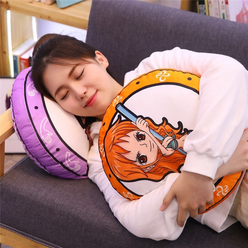 New One Piece Round Pillow Anime Merchandise Luffy Chopper One Piece Double-Sided Print Nap Cushion In Stock