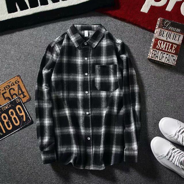 2025Plaid Long Sleeve Shirt Men Korean Version Slim Fit Youth Trendy Handsome Shirt Couple Casual Thin Shirt