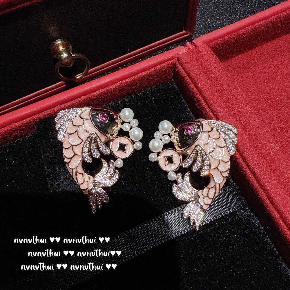 Sparkling Paphos Cloud Pattern Jellyfish Tassel Gemstone Earrings The Joy of a Rich Woman Egg-shaped Princess Pink Earrings