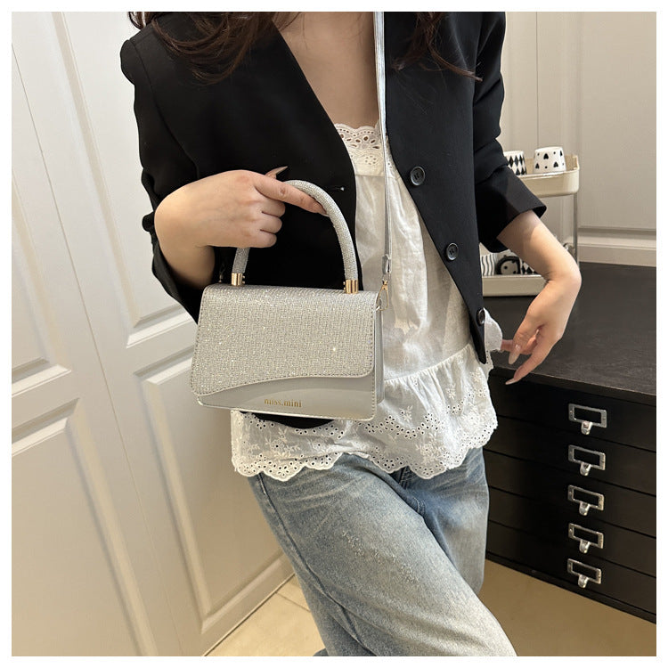 Women's New Bag2025Spring Fashion Light Luxury High-End Diamond-Studded Bag Simple Crossbody Bag for Women Large Capacity Hot Sale