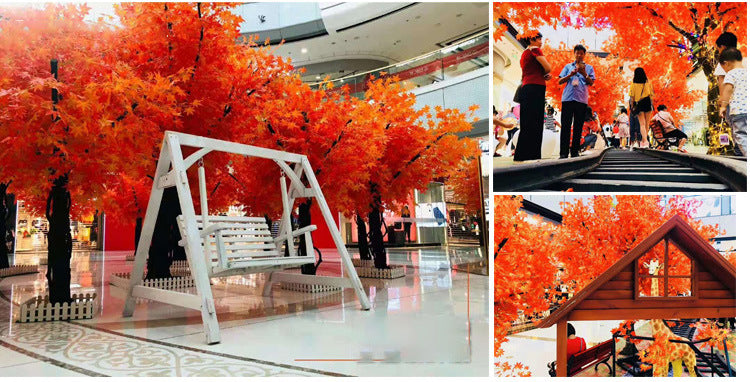 Artificial Red Maple Tree Maple Leaf Tree Indoor and Outdoor Decoration Maple Leaf Fake Tree Square Exhibition Hall Park Hotel Scene Layout Tree