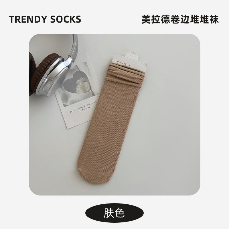 Socks Pure Cotton Women Summer Thin Style Pile Socks Solid Color Mid-Calf Socks Oxygen Cotton Confinement Socks Women Long Socks Zhuji Socks Industry