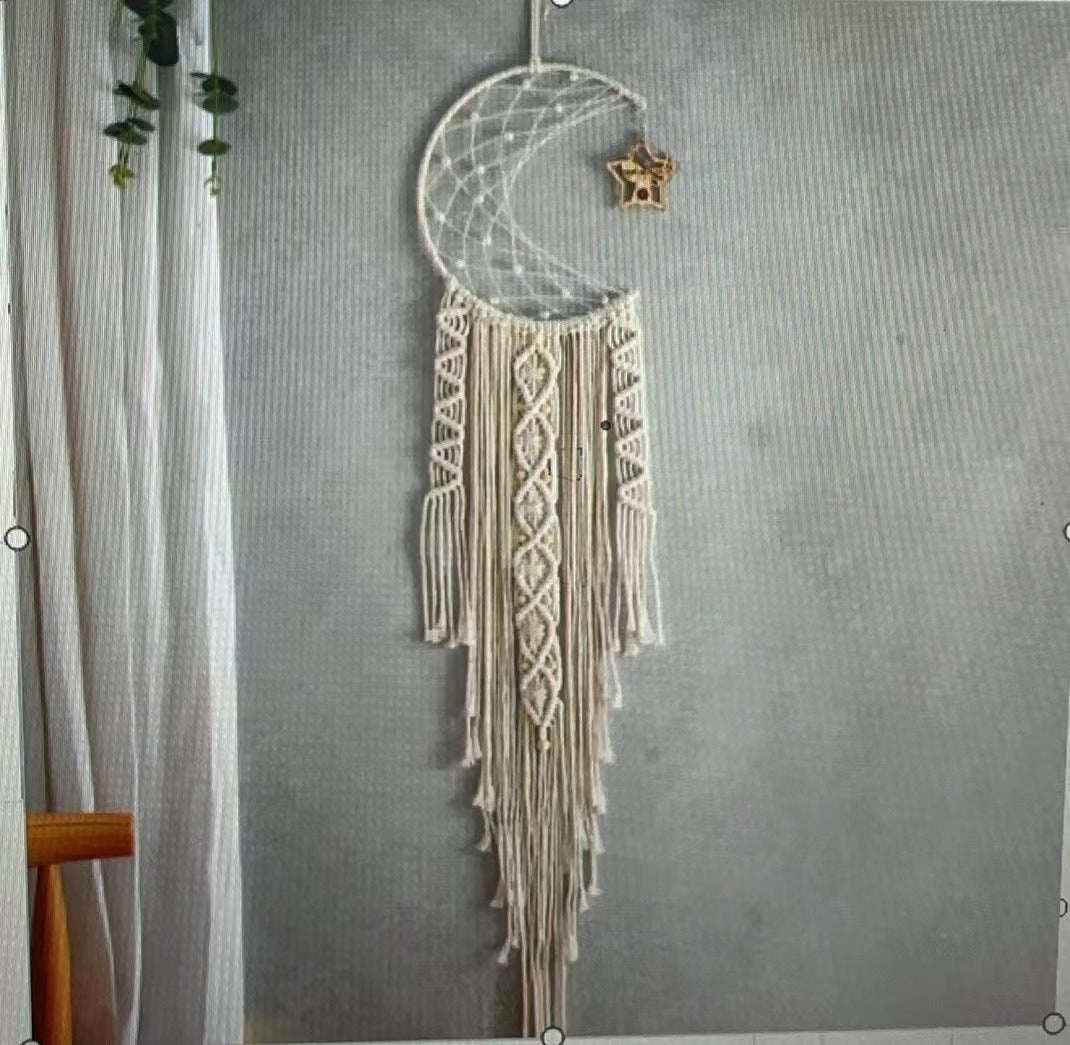 Cross-Border Hot-Selling European Style Artificial Woven Cotton Rope Tapestry Tassel Home Wall Hanging Decoration Soft Furnishing Collection Wholesale