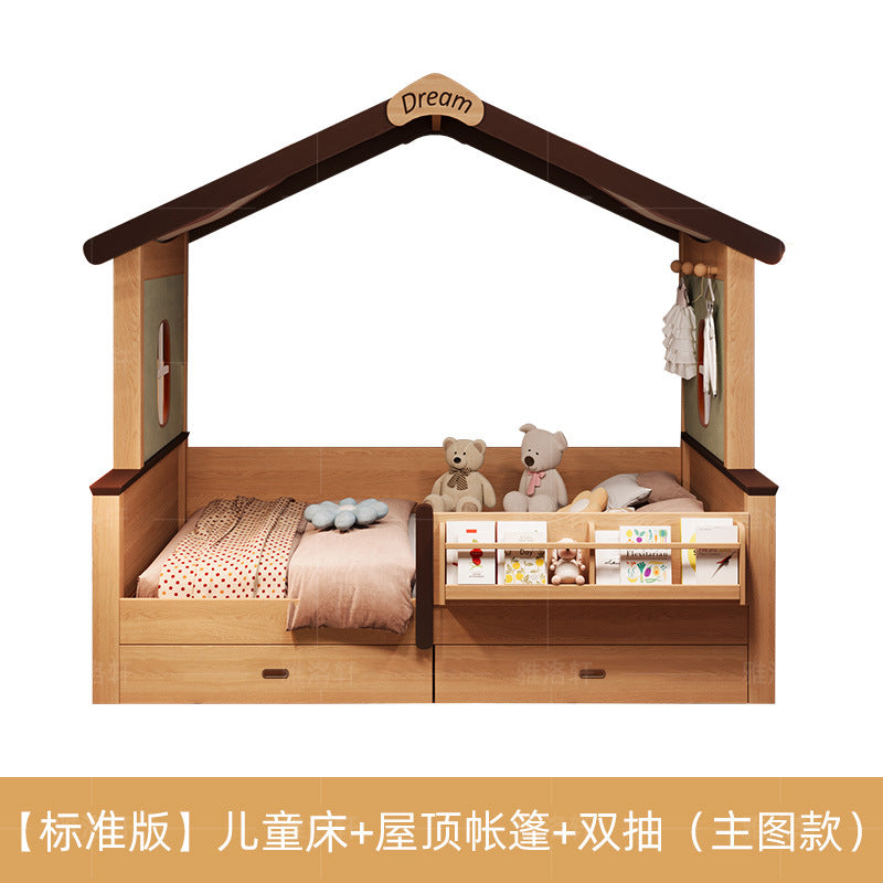 Children's Bed with Integrated Bunk, Space-Saving Bed with Guardrail, Double Tatami, Girl's Treehouse Princess1.35Bunk bed