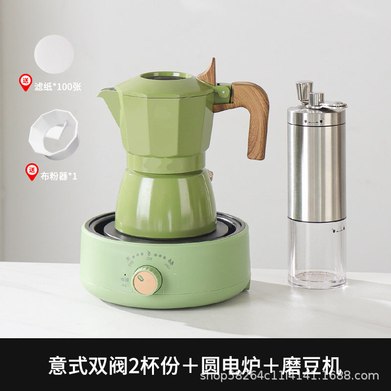 Moka Pot Home Use Small Coffee Pot Coffee Brewing Set Double Valve Hand Brew Pot Espresso Extraction Italian Coffee Machine