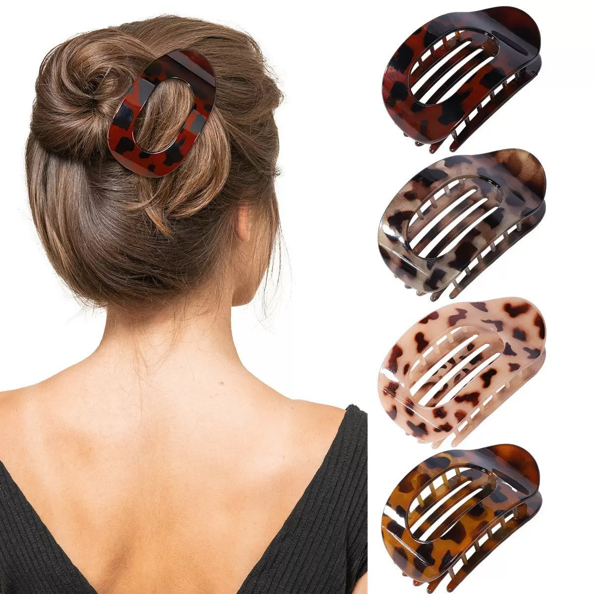 Cross-Border New Hot-Selling Flat Oval Hair Clip Duckbill Clip Strong Grip Back of Head Hair Bun Simple Clip Hair Accessory